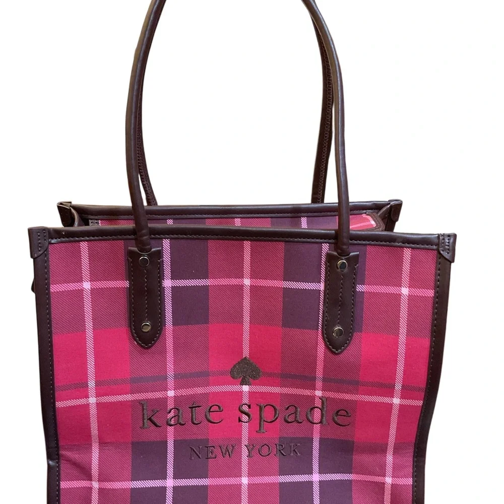 Kate Spade Pink Plaid Tote Bag